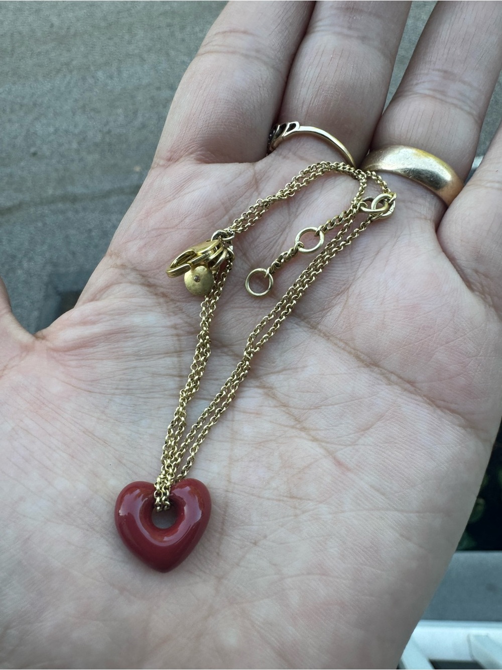 Madewell Red Heart Gold Tone Chain Bracelet - Picture 1 of 6